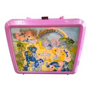 Vintage Aladdin My Little Pony Pink Plastic Lunchbox With Handle Original READ